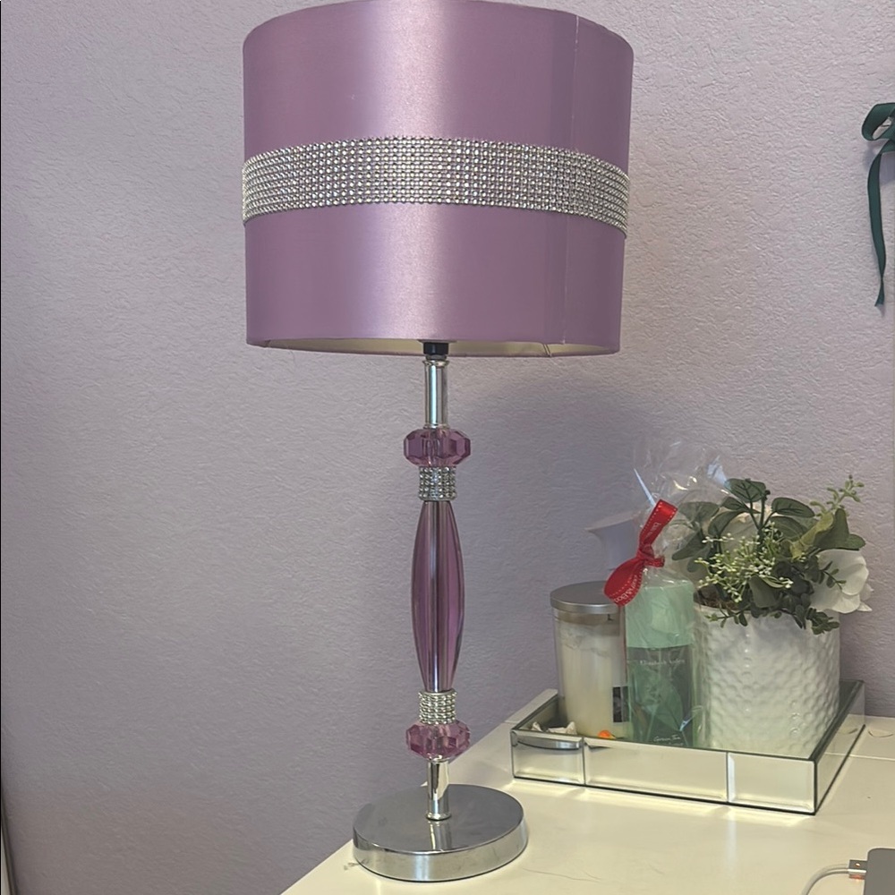 Elegant Purple Table Lamp with Crystal Accents